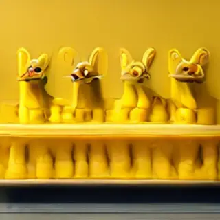 Exactly 5 yellow rubber ducks sitting in a row on a bathroom