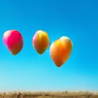 Exactly 11 colorful balloons floating against a clear blue s