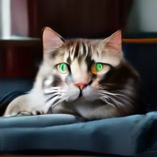 A cat lying on a couch without a collar