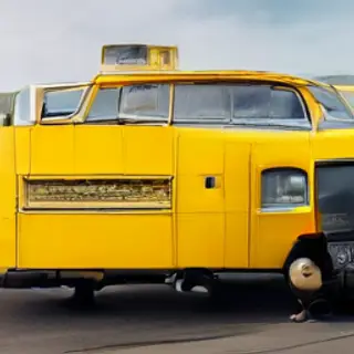 A person standing next to a yellow school bus, showing reali