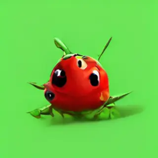 A ladybug sitting on a large green leaf, shown at realistic 