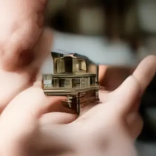 A miniature house sitting on the palm of someone's hand