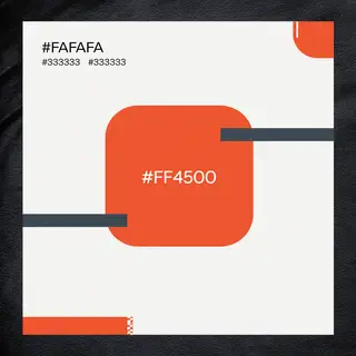 A graphic design composition with background #FAFAFA (near-w