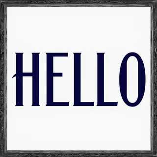 A single large word 'HELLO' centered on a white background