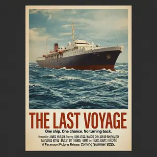 A vintage movie poster for 'THE LAST VOYAGE' featuring a tag