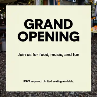 A flyer with large title 'GRAND OPENING', subtitle 'Join us 