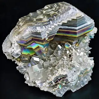 A specimen of bismuth crystal showing accurate iridescent ox