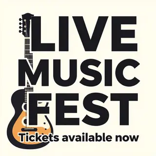An event poster featuring a guitar illustration, the headlin