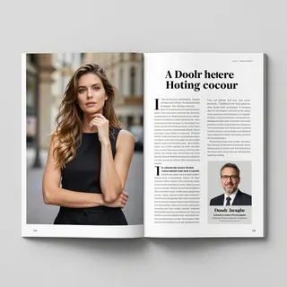 A magazine double-page spread with a left page containing a 