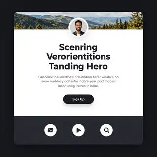 A landing page design with a hero header image at the top, a