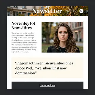 A newsletter layout with a banner image header, a two-column