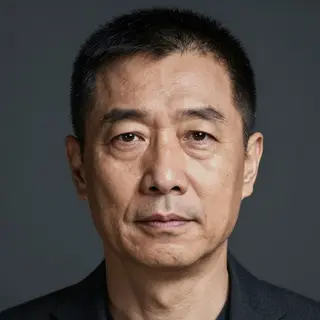 A portrait of a middle-aged man with a calm, serious express
