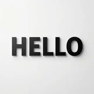 A single large word 'HELLO' centered on a white background