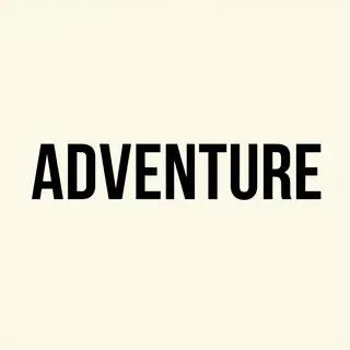 The word 'ADVENTURE' in big bold letters centered on a plain