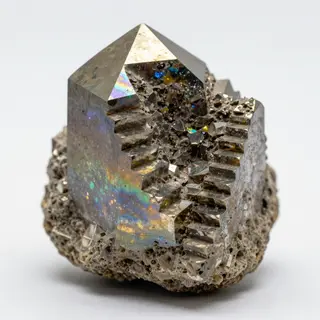 A specimen of bismuth crystal showing accurate iridescent ox