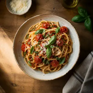 A food photograph shot from above at 35mm f/2.8 with natural