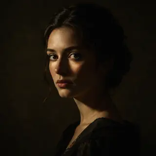 A portrait lit with classic Rembrandt lighting — triangle of
