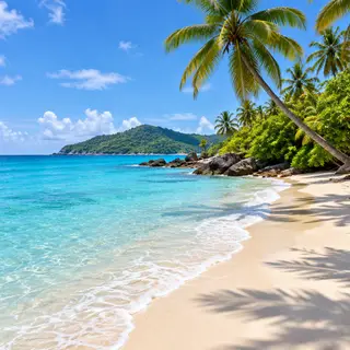 A tropical beach scene with no people