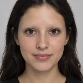 A human face with eyes, nose, and mouth but no eyebrows