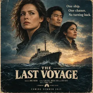 A vintage movie poster for 'THE LAST VOYAGE' featuring a tag