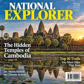 A magazine cover titled 'NATIONAL EXPLORER' with cover lines