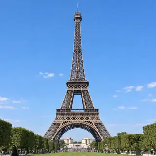 The Eiffel Tower in Paris on a clear day, architecturally ac
