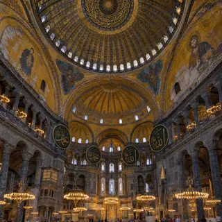 The Hagia Sophia interior showing the massive central dome, 