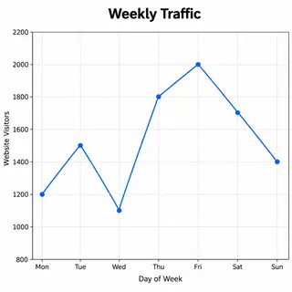 A simple line graph showing daily website visitors over one 