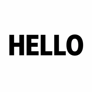 A single large word 'HELLO' centered on a white background