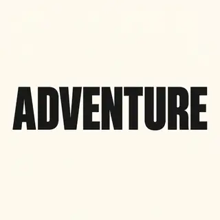 The word 'ADVENTURE' in big bold letters centered on a plain