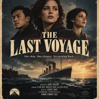 A vintage movie poster for 'THE LAST VOYAGE' featuring a tag