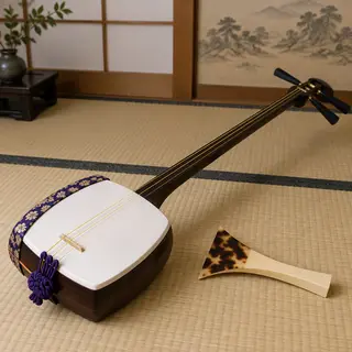 A traditional Japanese shamisen instrument with accurate thr