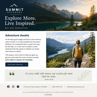 A newsletter layout with a banner image header, a two-column