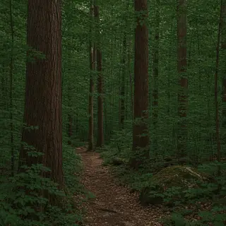 A forest scene where the foliage is precisely #2D5F2D (dark 