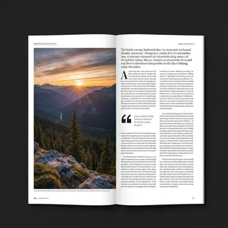 A magazine double-page spread with a left page containing a 