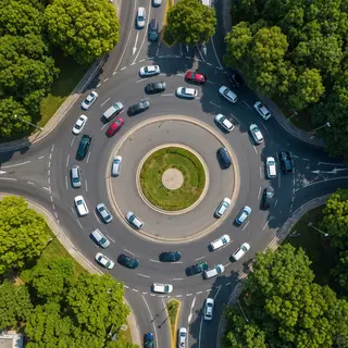 An aerial bird's-eye view looking straight down at a traffic