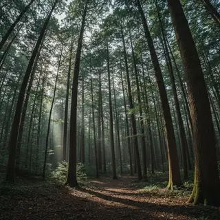 A forest scene where the foliage is precisely #2D5F2D (dark 