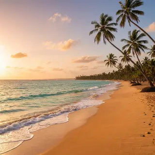 A tropical beach scene with no people