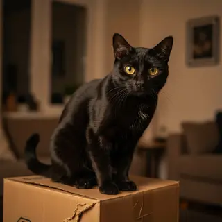 A cat sitting on top of a cardboard box