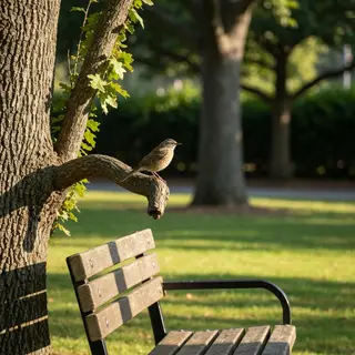A bird perched on a branch, the branch extending from a tree