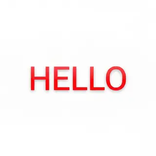 A single large word 'HELLO' centered on a white background