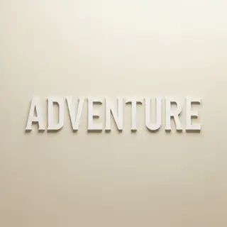 The word 'ADVENTURE' in big bold letters centered on a plain