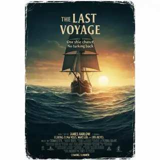 A vintage movie poster for 'THE LAST VOYAGE' featuring a tag