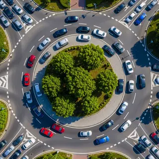 An aerial bird's-eye view looking straight down at a traffic