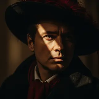 A portrait lit with classic Rembrandt lighting — triangle of