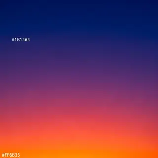 A sunset sky gradient on a flat surface from #FF6B35 (orange