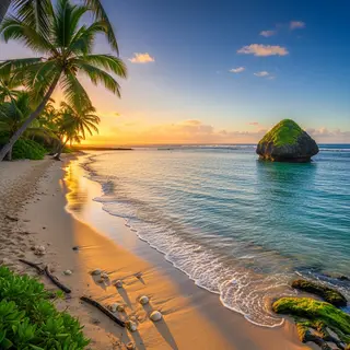 A tropical beach scene with no people