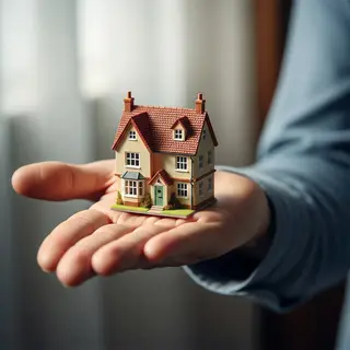 A miniature house sitting on the palm of someone's hand