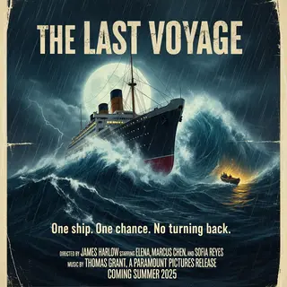 A vintage movie poster for 'THE LAST VOYAGE' featuring a tag