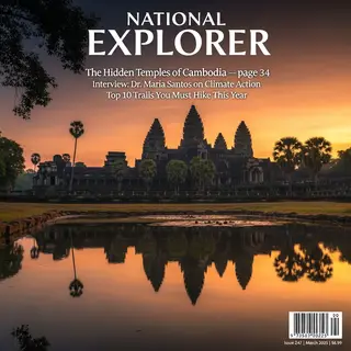 A magazine cover titled 'NATIONAL EXPLORER' with cover lines